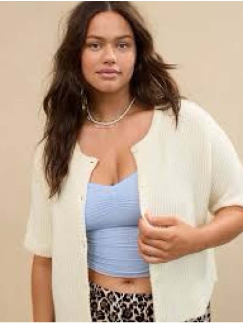 Aerie | Unreal Short Sleeved Cardigan White | L